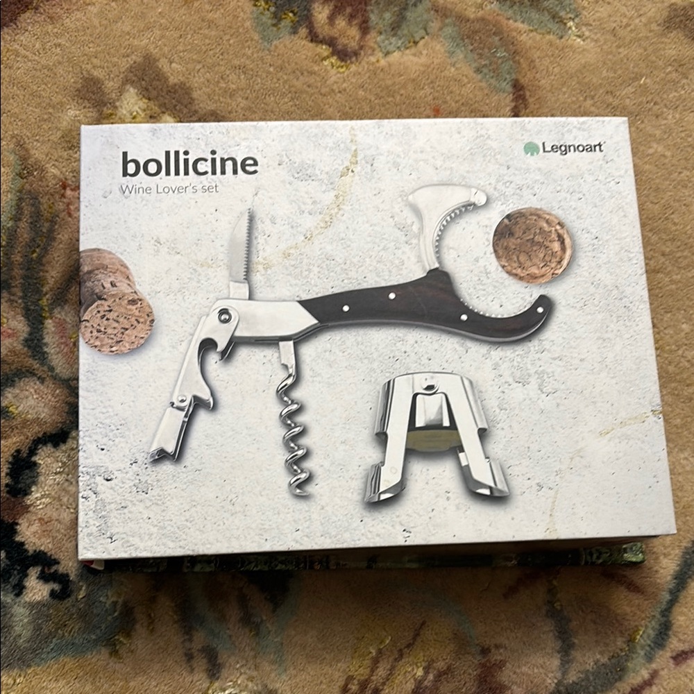 Bollicine Black and Silver Wine Lover Set